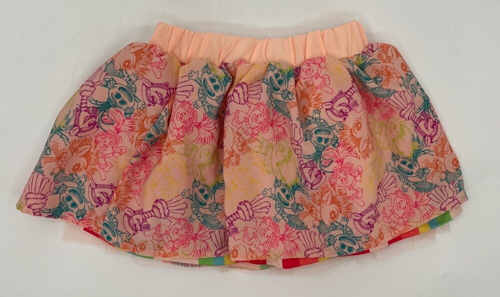 Trolls Tutu Skirt Girls 4T Peach Dreamworks Pull On Layered Elastic Waist